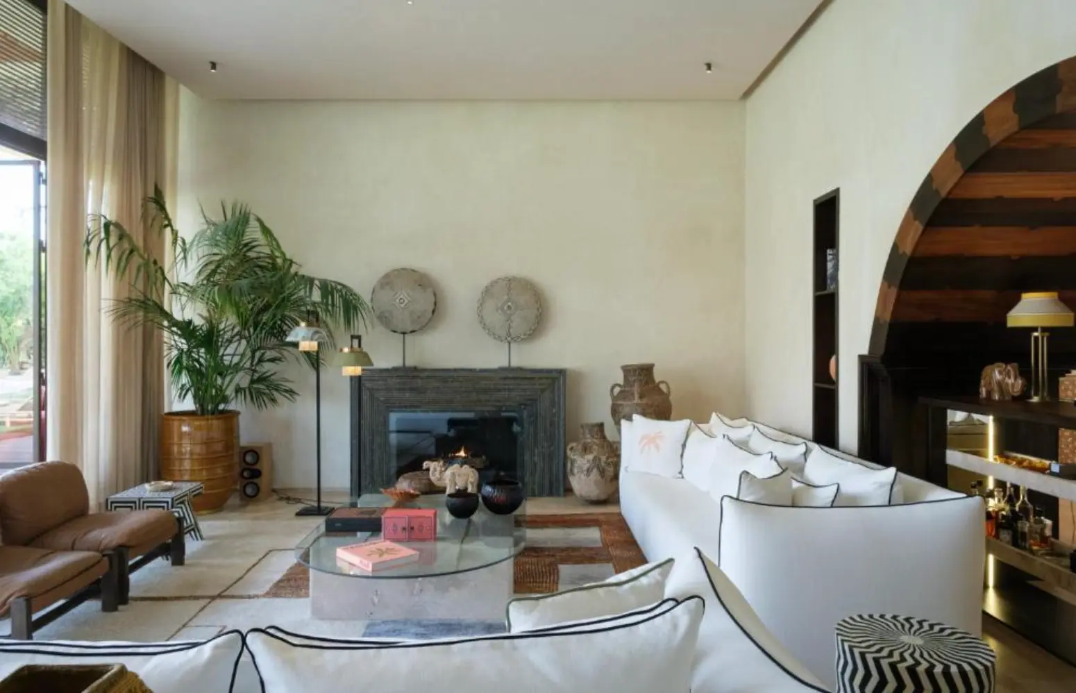 The calm, contemporary Moroccan living room at Villa Sama